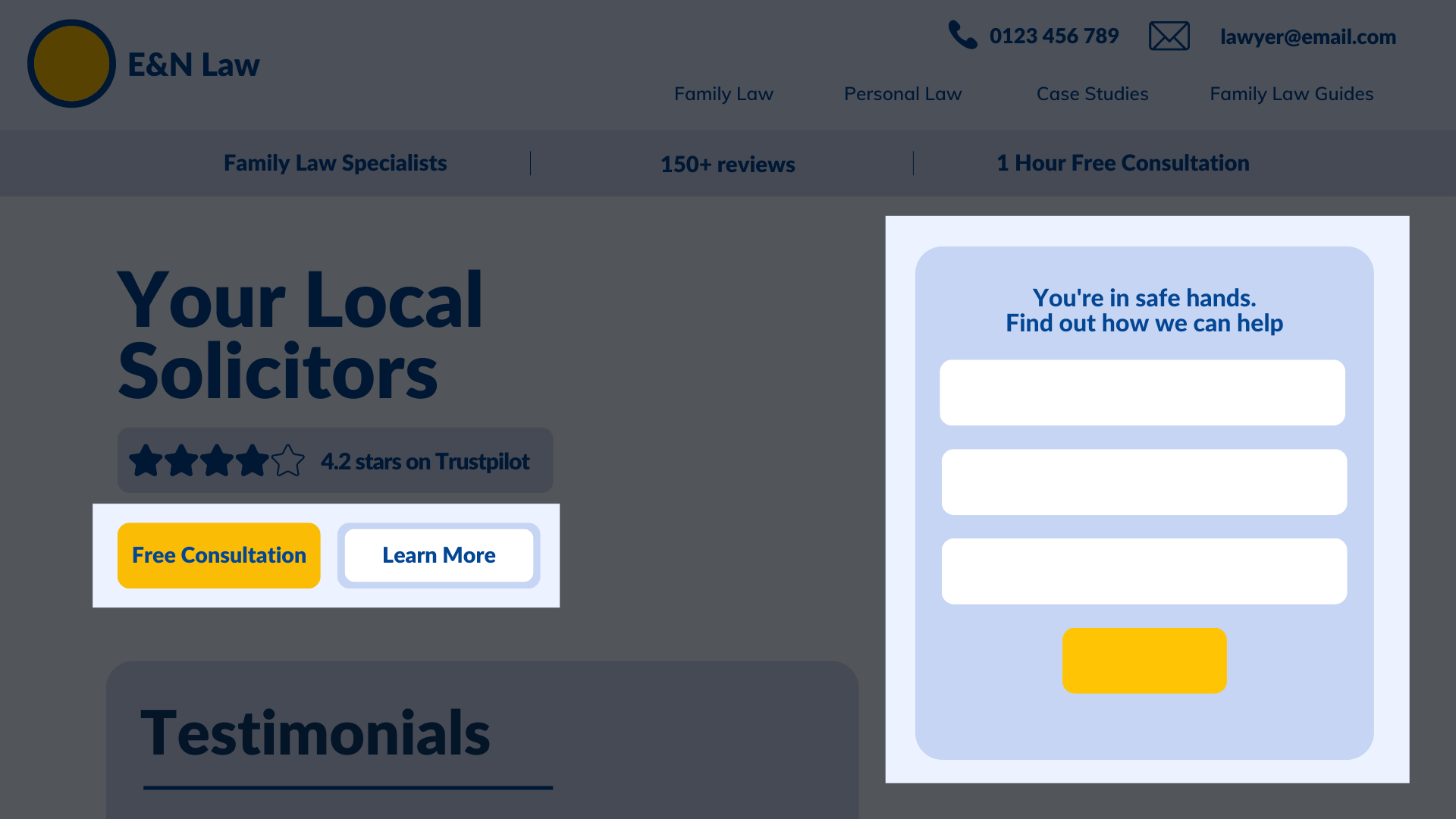 法律事務所のウェブサイトでのCTAの例