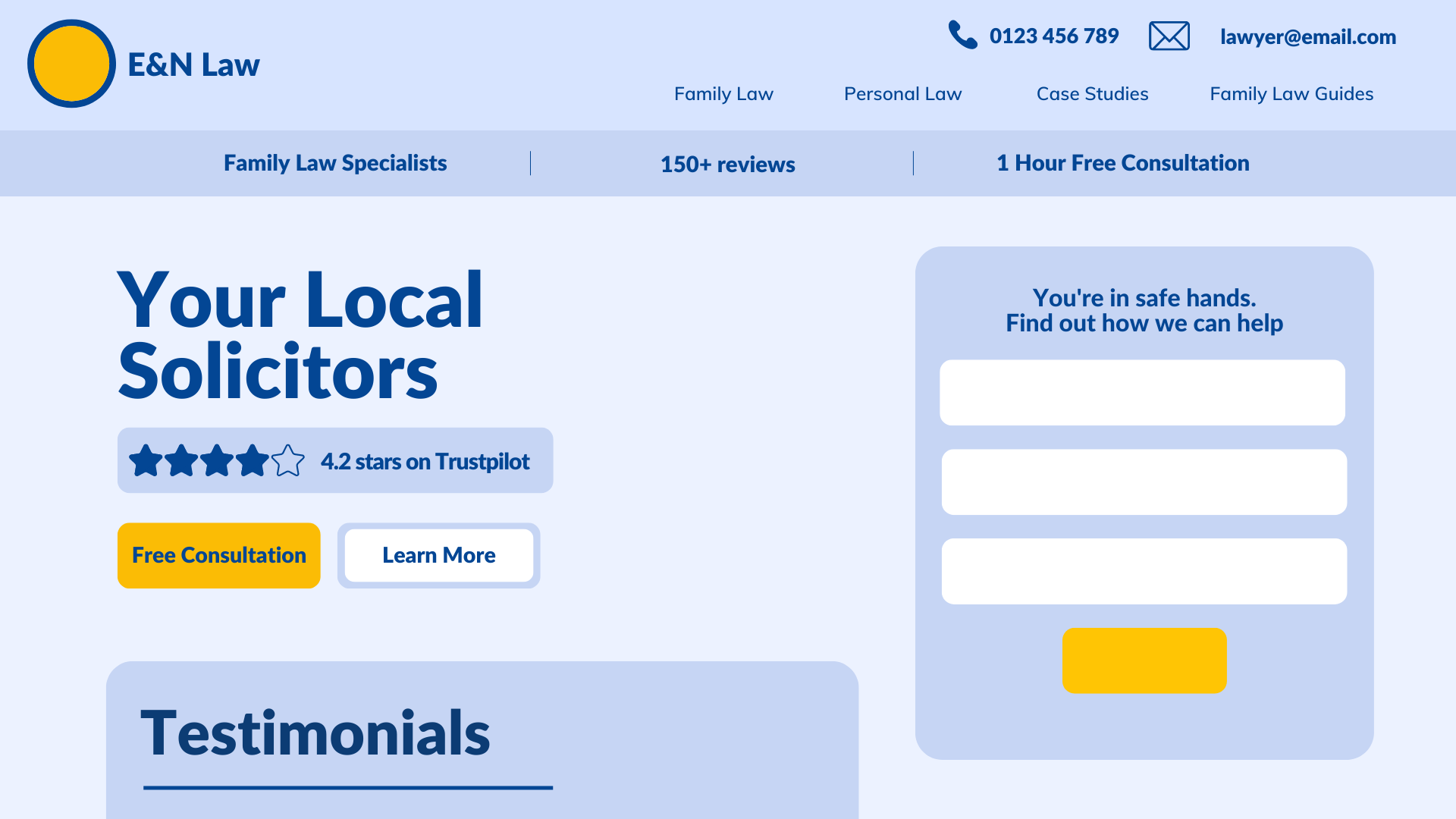 法律事務所のウェブサイトのレイアウトの例