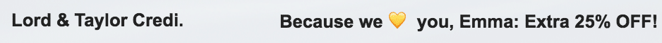 Lord & Taylor – 电子邮件主题行 – 个性化 – 姓名