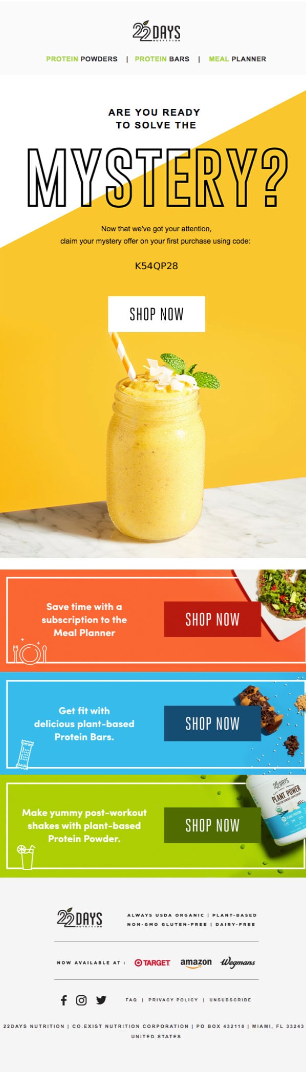 22 天营养电子邮件示例