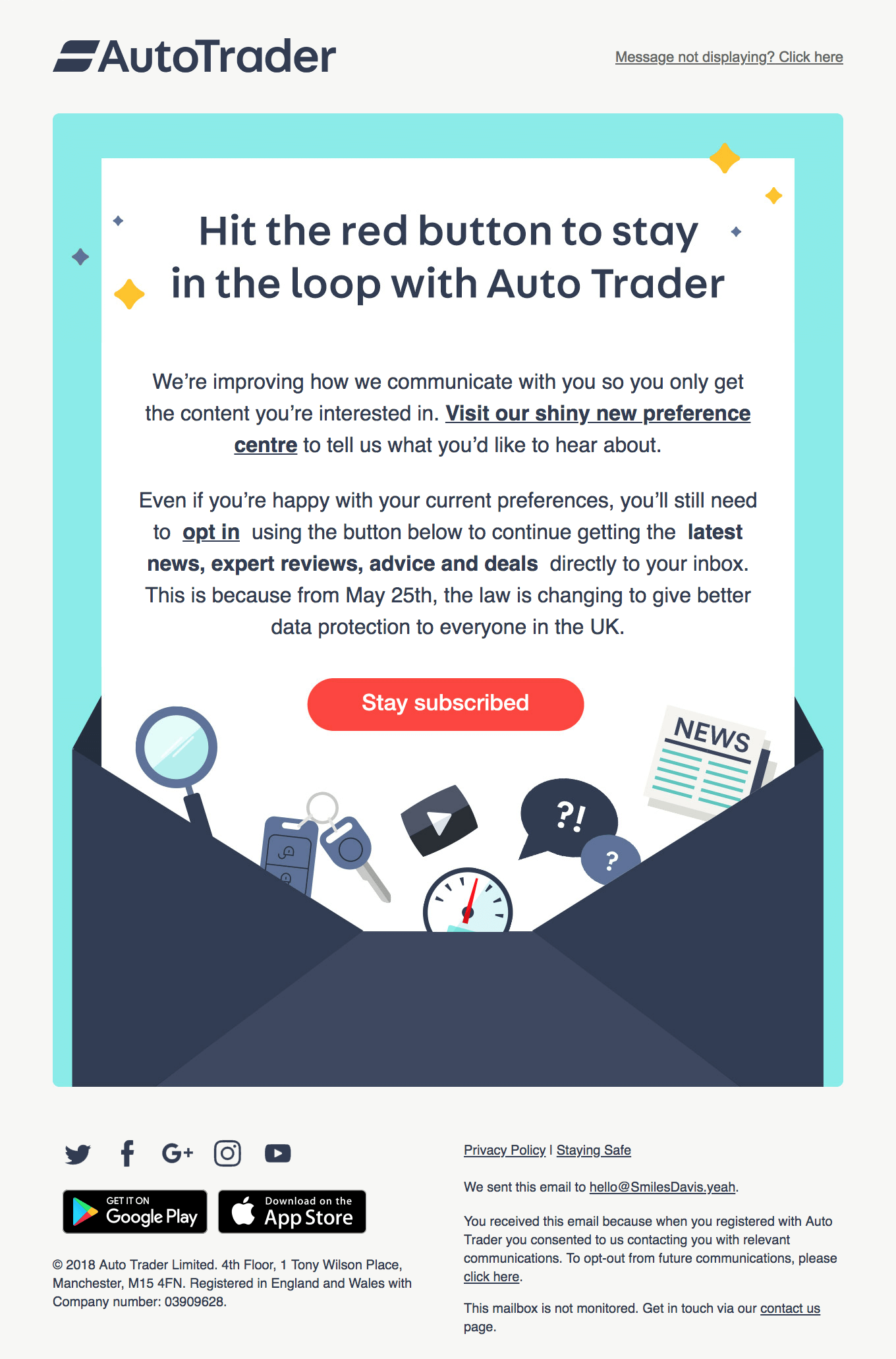 AutoTrader 选择加入电子邮件示例