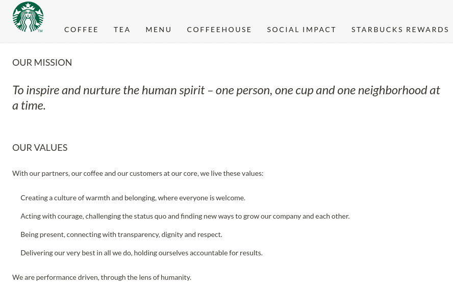 星巴克使命宣言