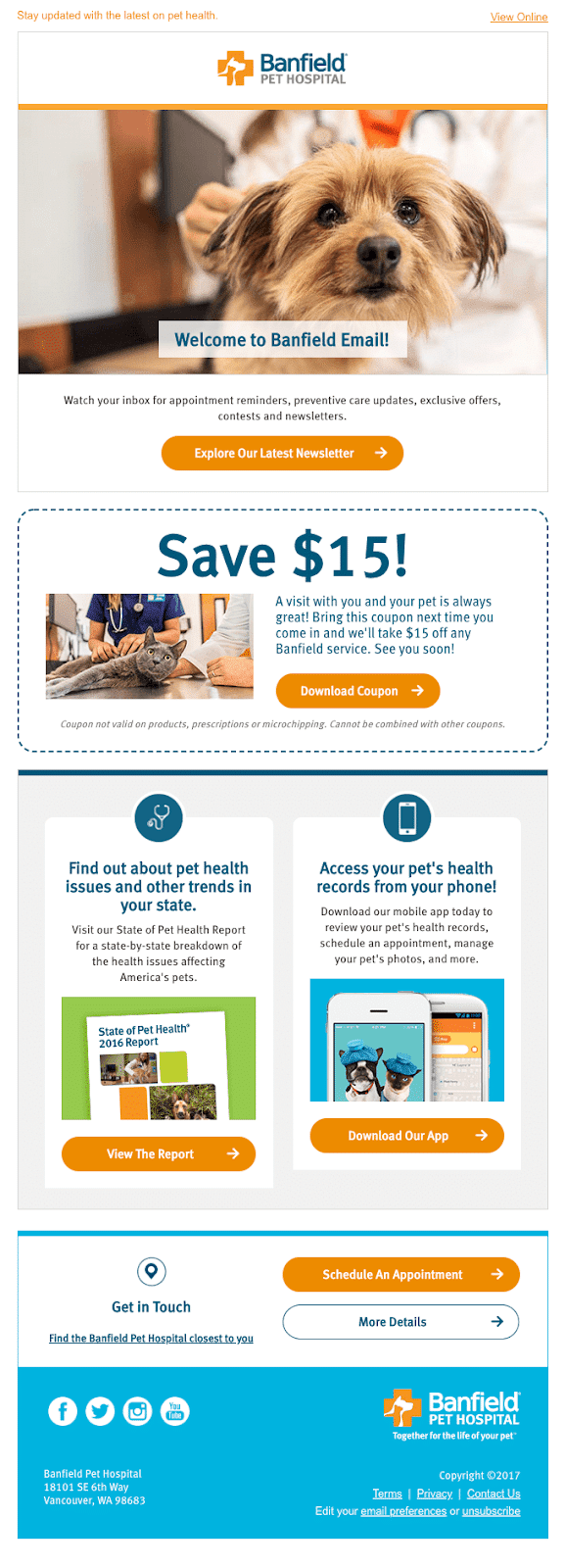 折扣比钥匙链或笔之类的东西更可取,因为它鼓励读者继续与您的公司互动,并且您仍然可以从中获得销售。