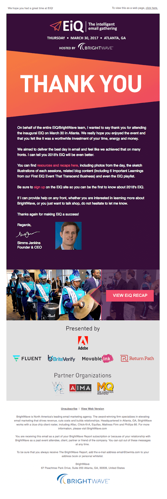 如果用户正在学习并支付高额费用参加,发送一封感谢他们出席的电子邮件是一种可行的做法。