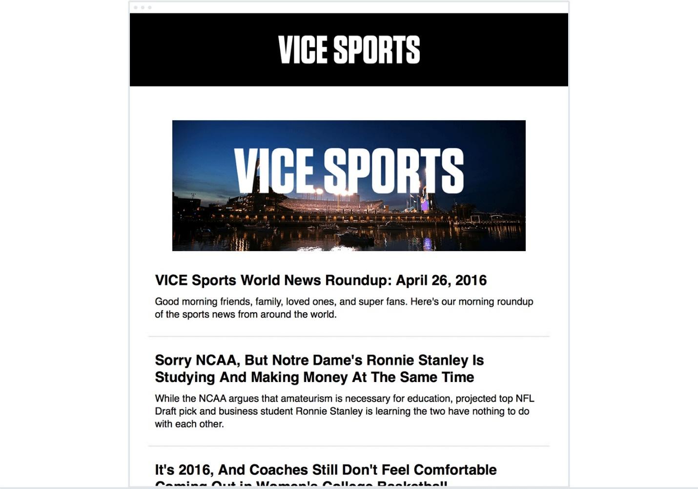 นำตัวอย่างนี้จาก Vice Sports ซึ่งมีข้อมูลหลากหลายที่ผู้อ่านอาจสนใจ สิ่งที่พวกเขาไม่ทำคือปล่อยทิ้งทั้งหมด ดึงดูดให้ผู้อ่านคลิกลิงก์เพื่อเรียนรู้เพิ่มเติม