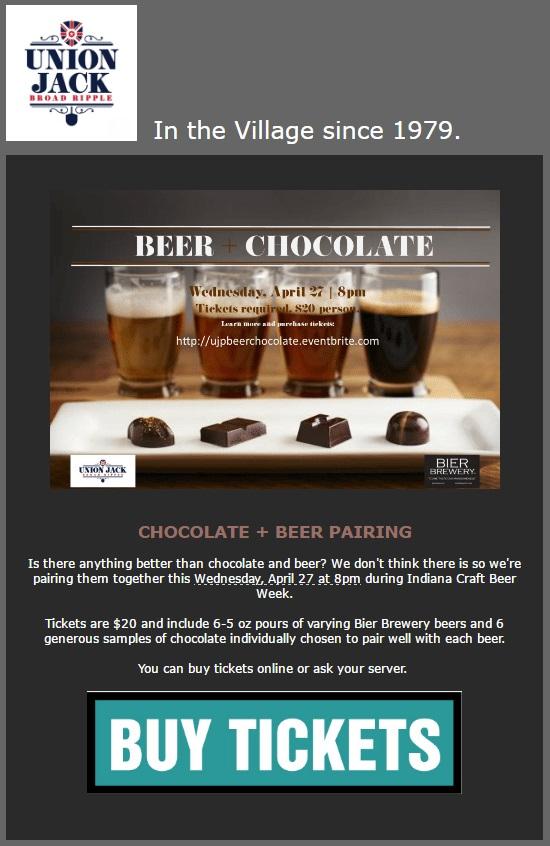 ユニオンジャックによるこの例は、視覚的に魅力的なメールであるだけでなく、イベントの招待状としても機能します。このような電子メールキャンペーンは、OpenTableによって収集され、Venga統合にダウンロードされたデータを使用して作成できます。