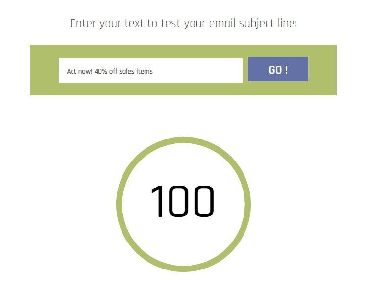 Como uma ferramenta gratuita, o Email Subject Line Grader analisa a eficácia do seu conteúdo em termos de contagem de palavras, cópia e equilíbrio.