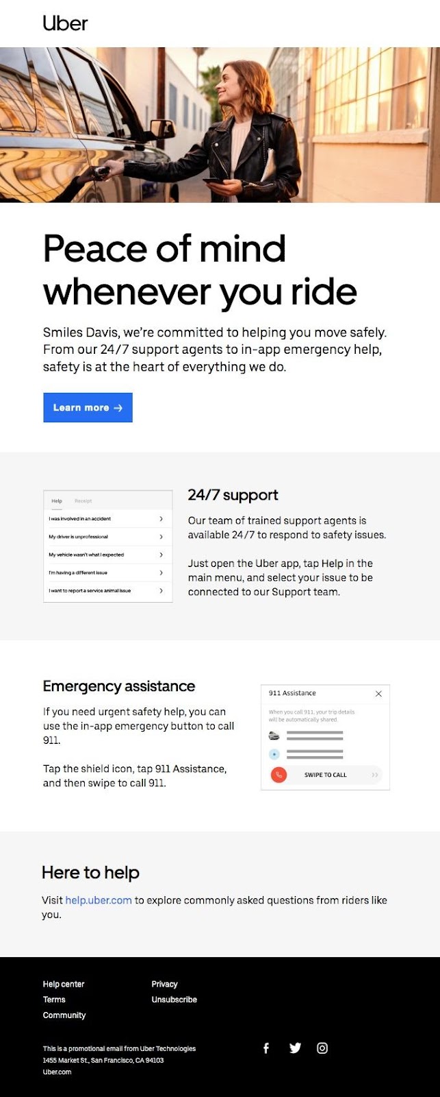 A campanha Peace of Mind da Uber abordou instantaneamente muitas preocupações comuns dos motoristas
