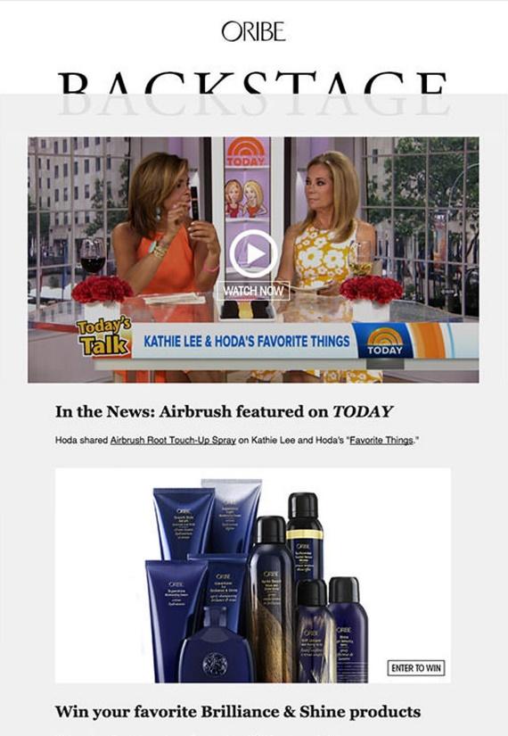 Oribe - แคมเปญการตลาดผ่านอีเมล - จดหมายข่าวทางอีเมล & ประกาศเกี่ยวกับผลิตภัณฑ์