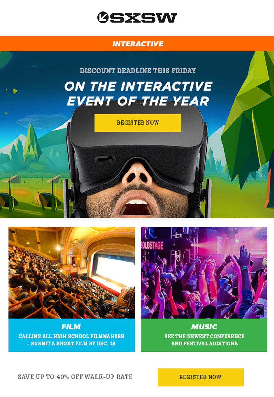 SXSW - Kampania e-mail marketingowa - e-mail z wydarzenia