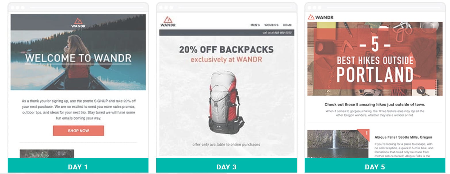 Exemplos de lembretes de e-mail WANDR