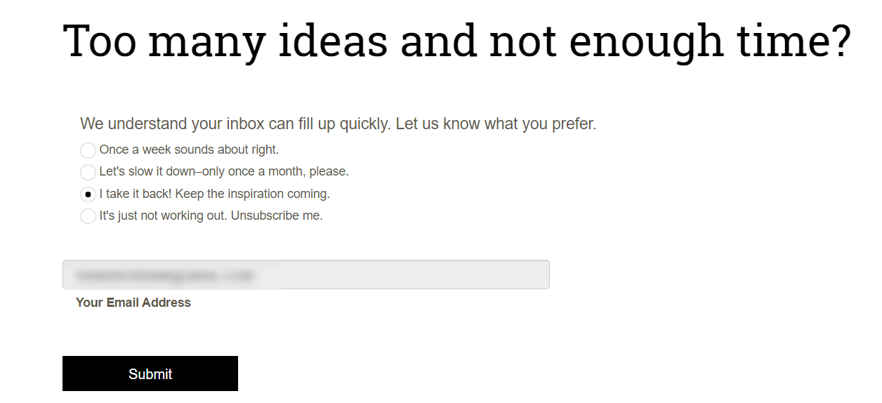 Quando usar a tela de cancelamento de assinatura de email marketing