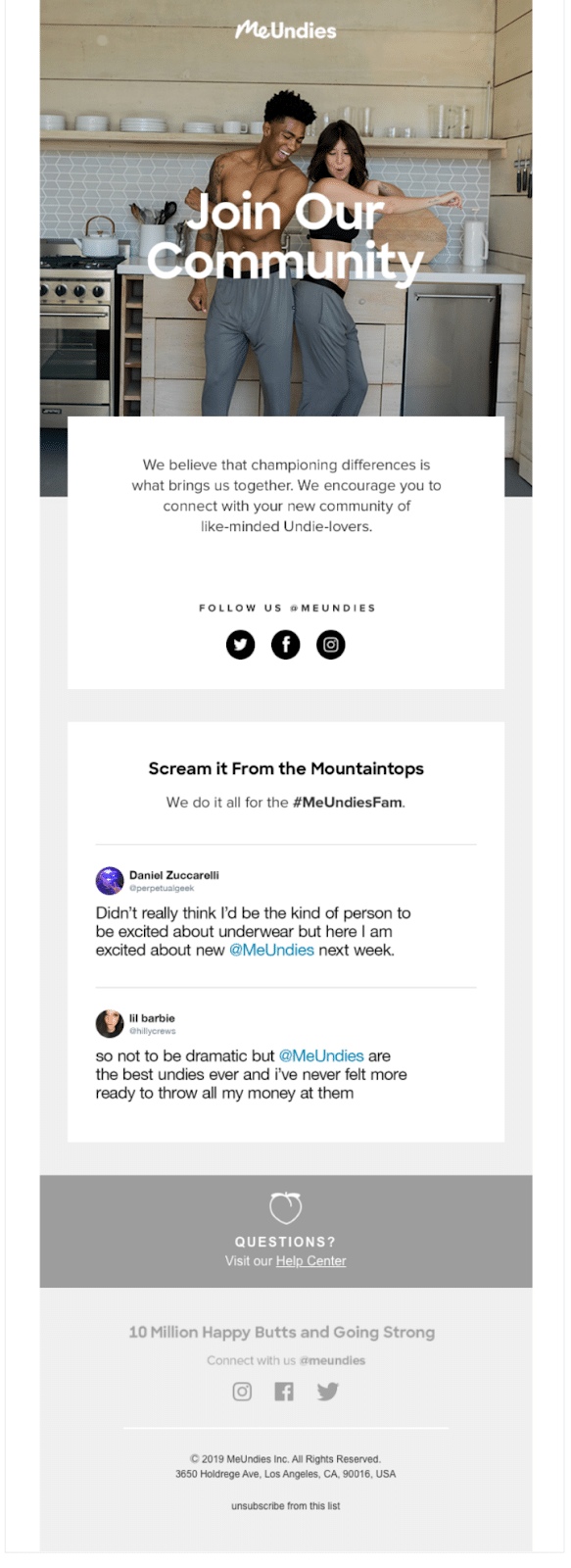 Quando usar o e-mail marketing Me Undies e-mails de engajamento