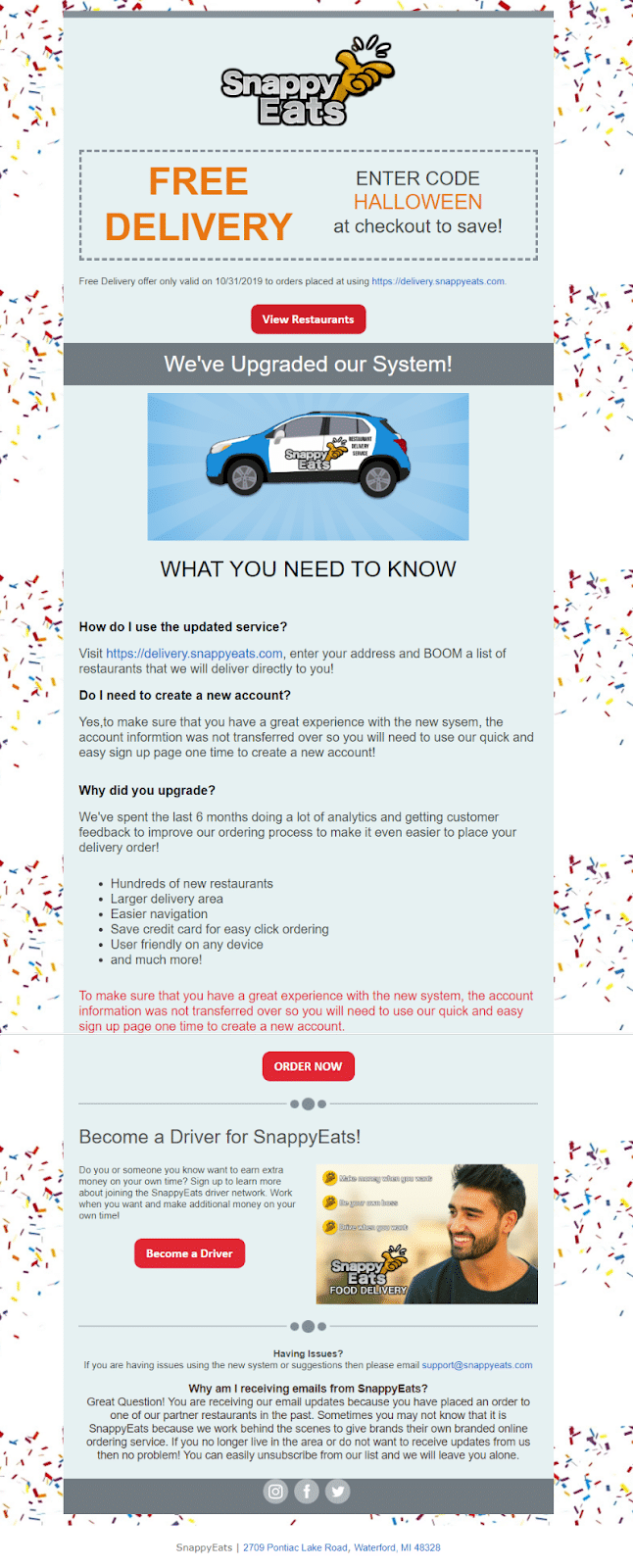 Quando usar o e-mail marketing Snappy Eats geração de demanda