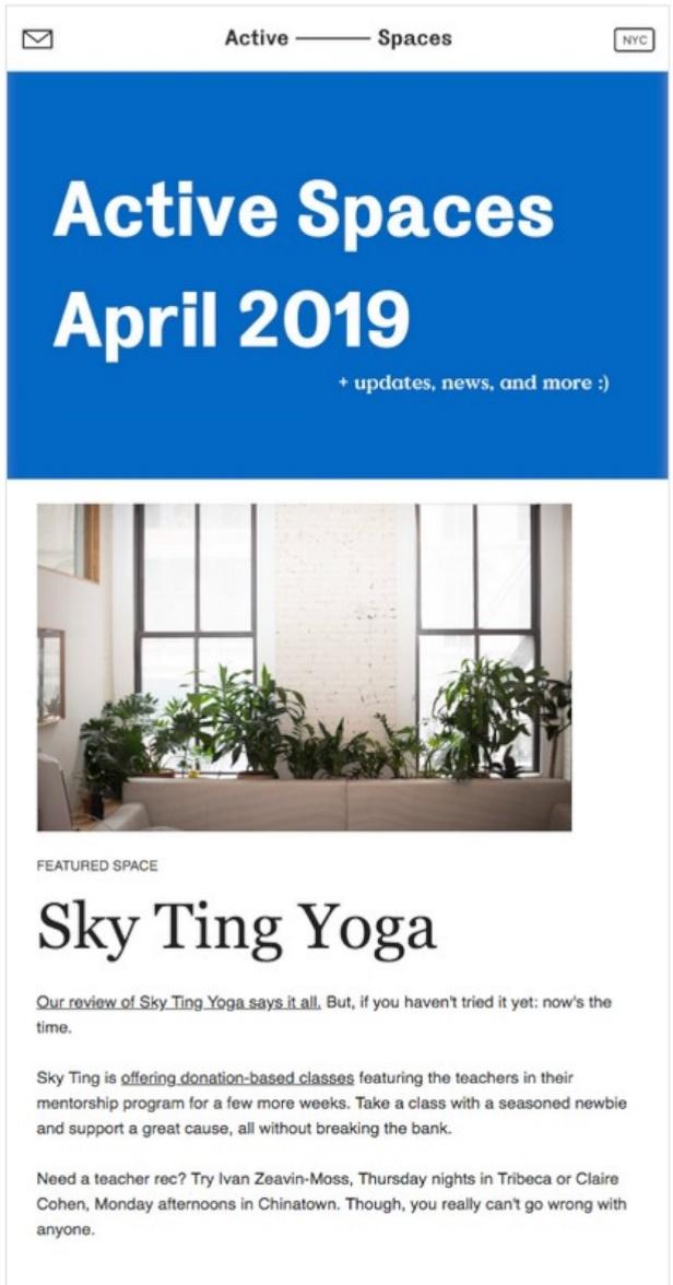 Exemplo de e-mail do Active Spaces