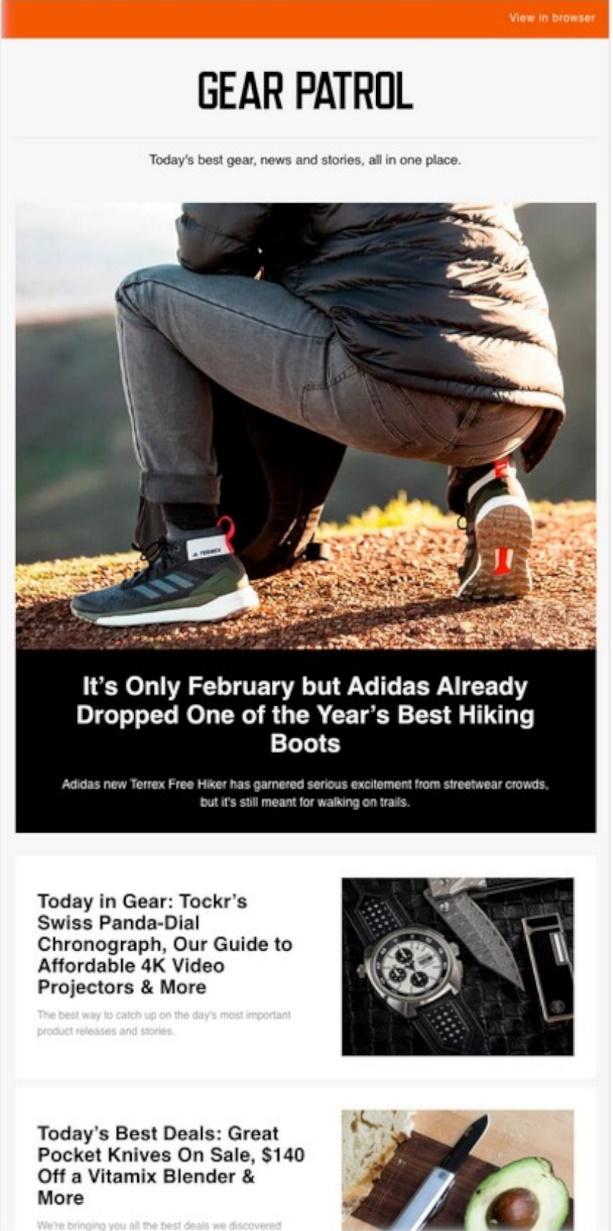 Exemplo de e-mail do Gear Patrol