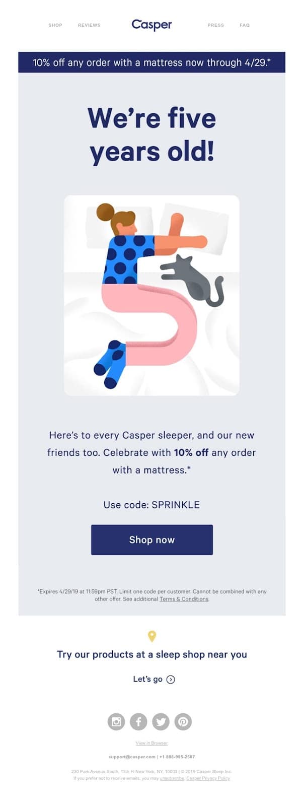 Exemplo de e-mail Casper
