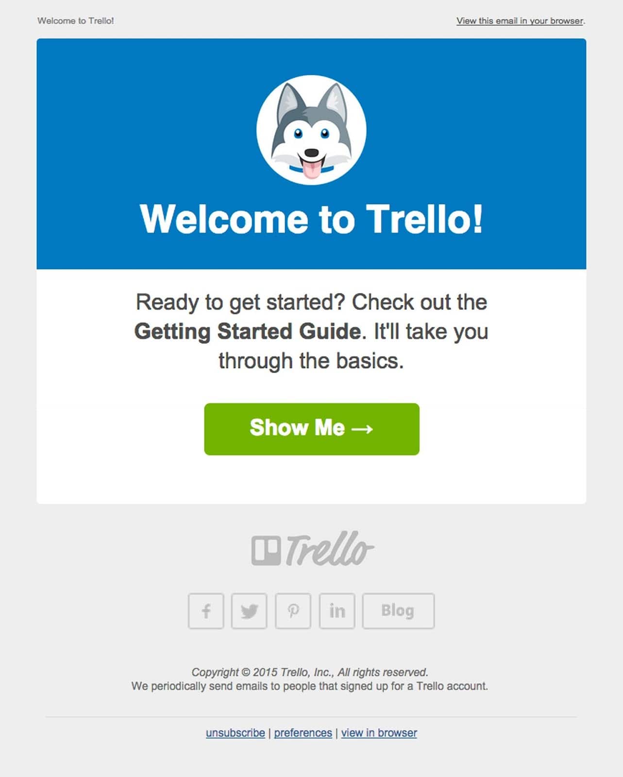 Exemplo de e-mail do Trello