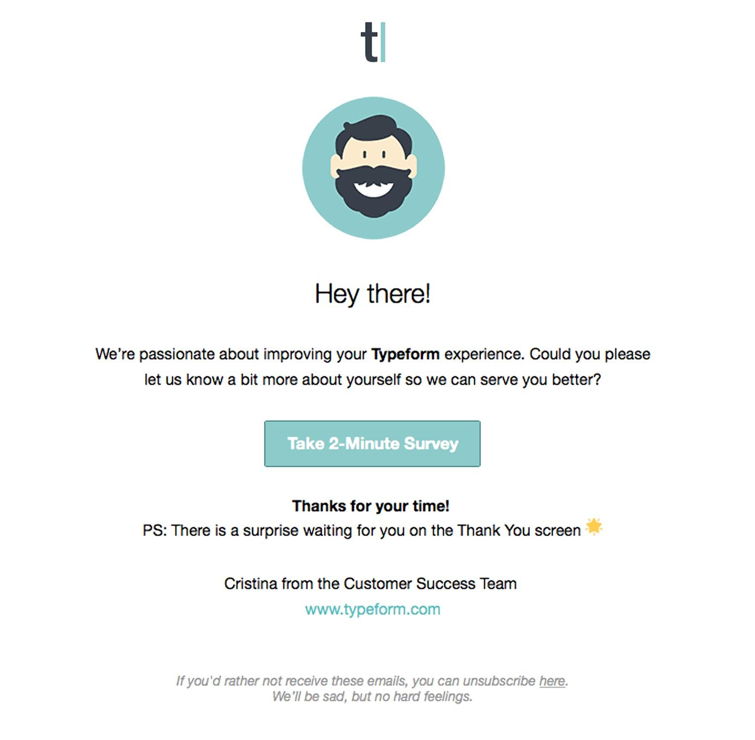 Exemplo de e-mail Typeform