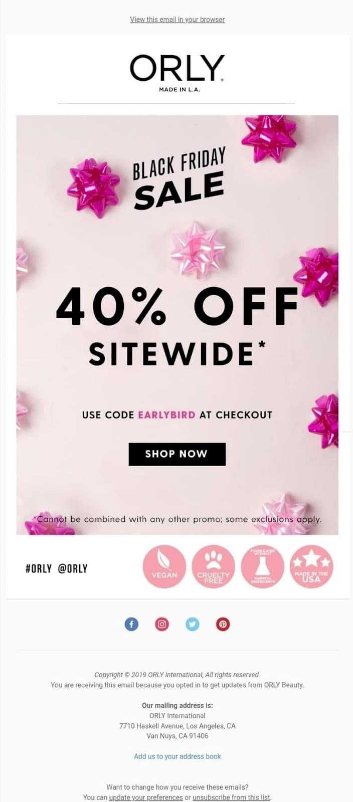 ตัวอย่างอีเมล Orly