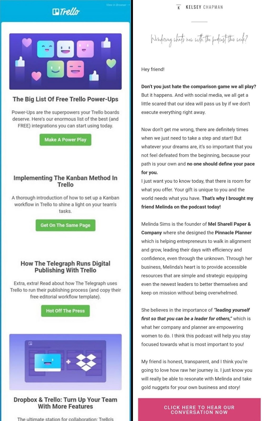 Exemplo de e-mail do Trello