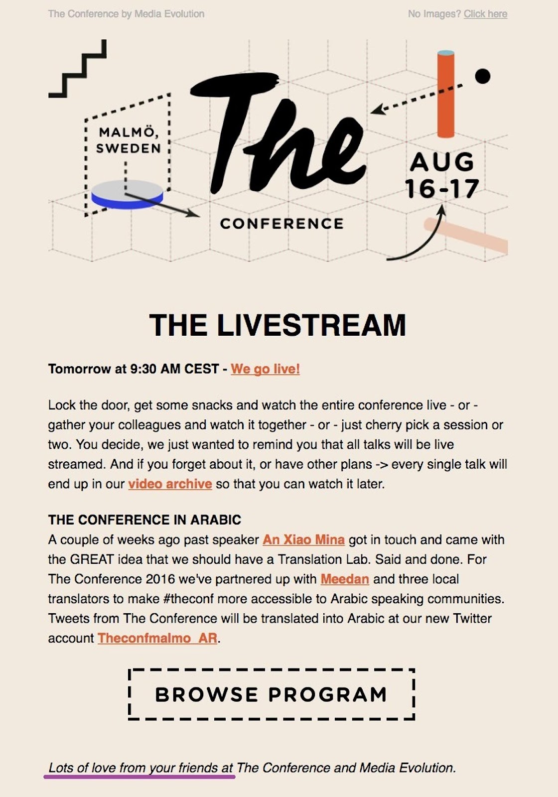 exemplo de uma assinatura habilidosa da The Conference and Media Evolution.