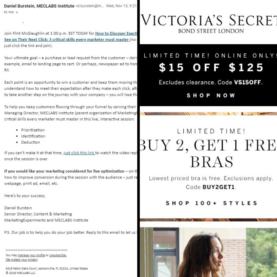 Exemplo de e-mail da Victoria's Secret