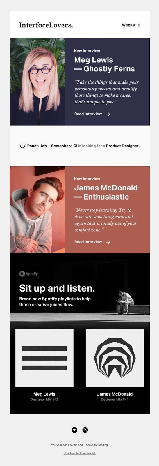 インターフェイス愛好家のメールの例