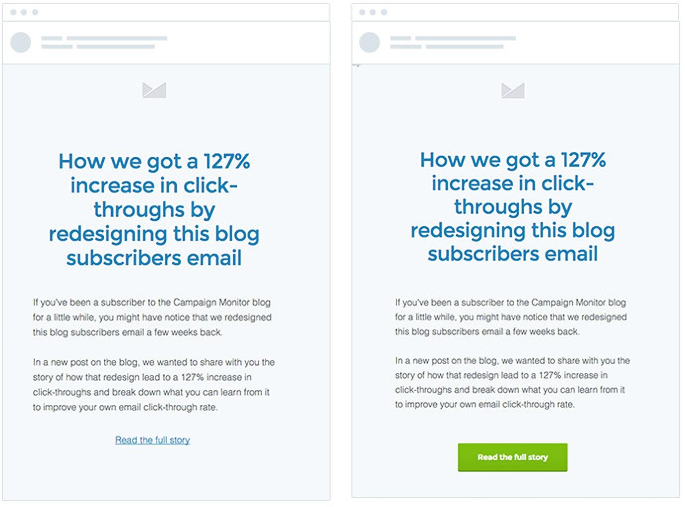 exemplos de CTA baseados em botão do monitor de campanha