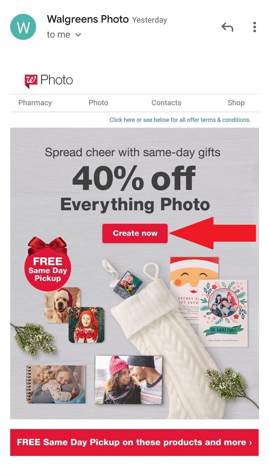 Exemplo de CTA da Walgreens