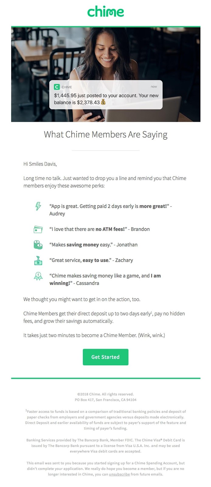 Chime sosyal kanıt örneği