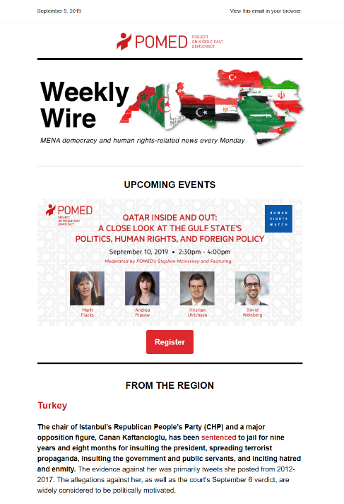 promovează evenimente în conținutul unui buletin informativ