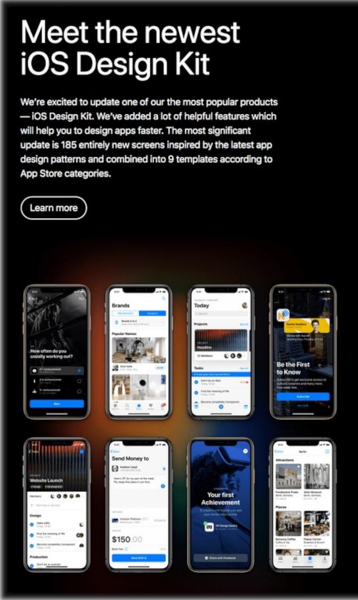 Exemplo de e-mail da Apple para iOS Design Kit