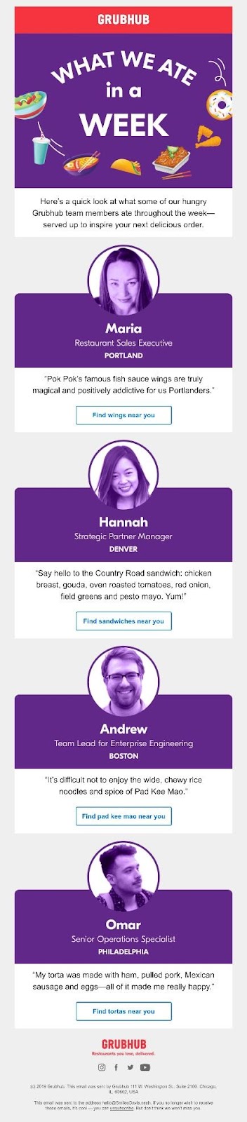 Campanha de e-mail marketing do Grubhub