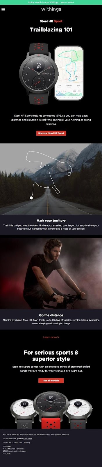 Exemple d'e-mail Withings