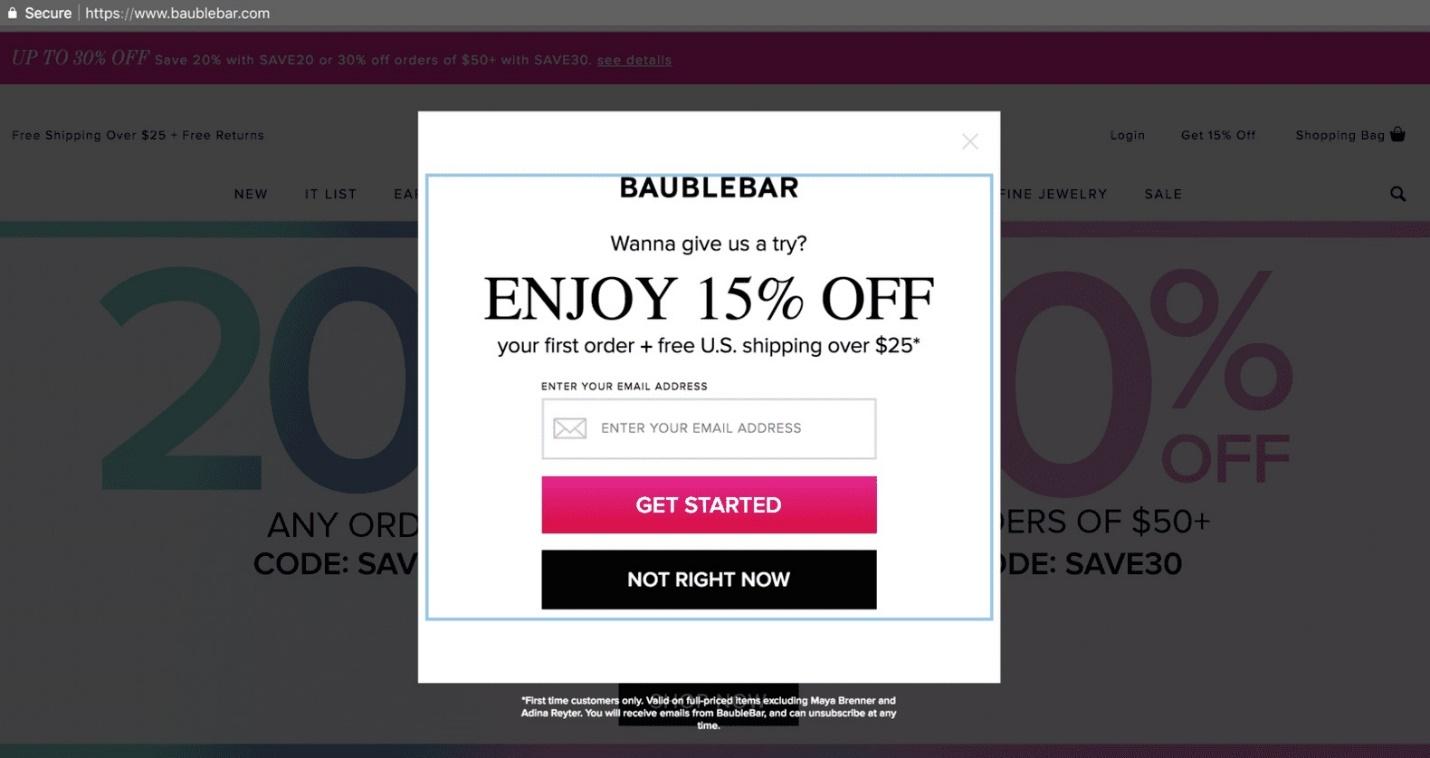 Exemplu de pop-up BaubleBar