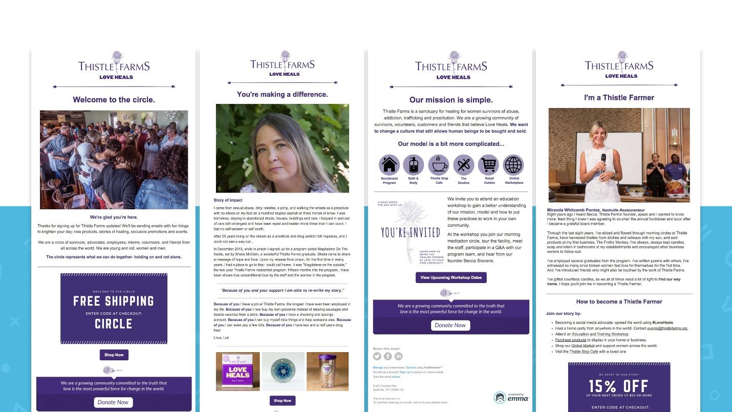 Thistle Farms hoş geldiniz e-posta serisi