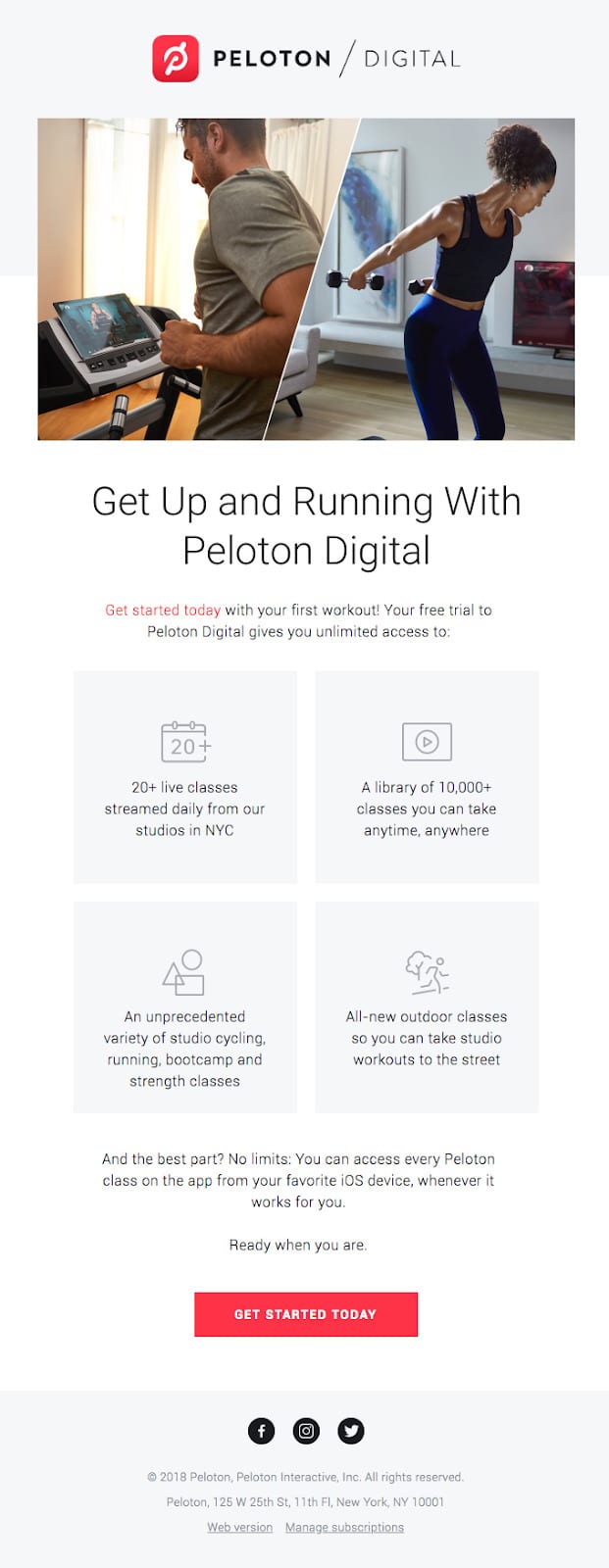 Peloton Digital pronto para suar e-mail
