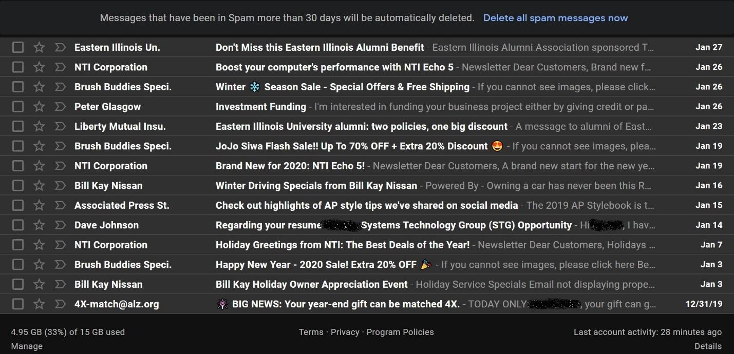 ตัวอย่างของสิ่งที่เรียกตัวกรองสแปม