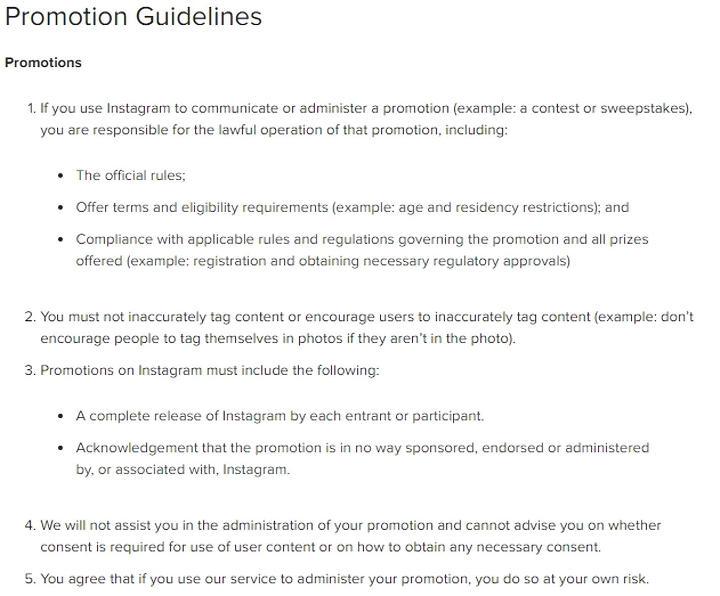 promosyon yönergeleri