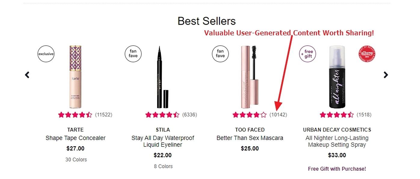 Ulta kullanıcı tarafından oluşturulan içerik örneği