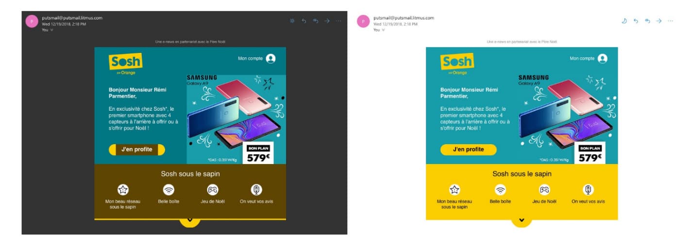 Conception en mode sombre partiel
