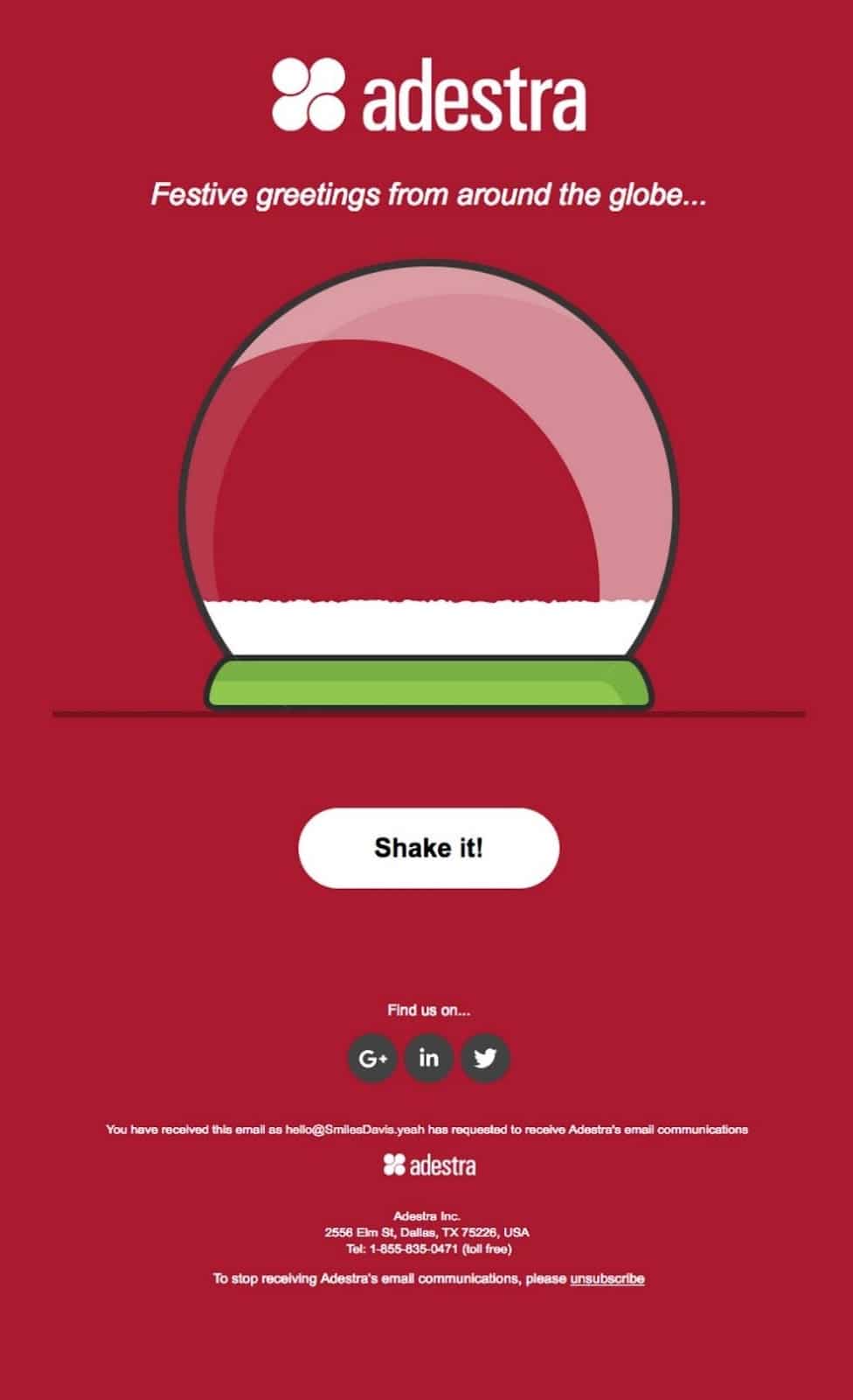 Exemplo de e-mail Adestra