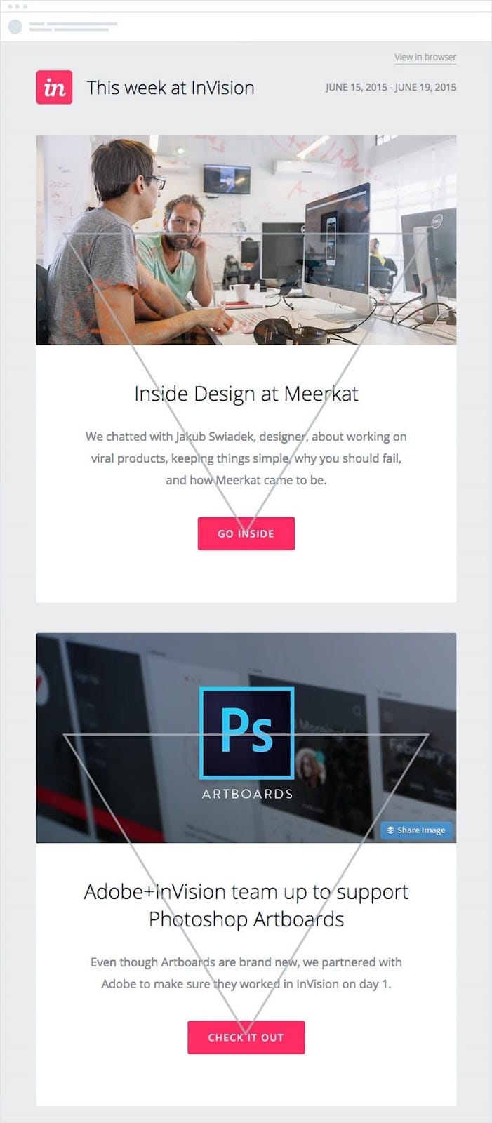Exemplo de e-mail Invision