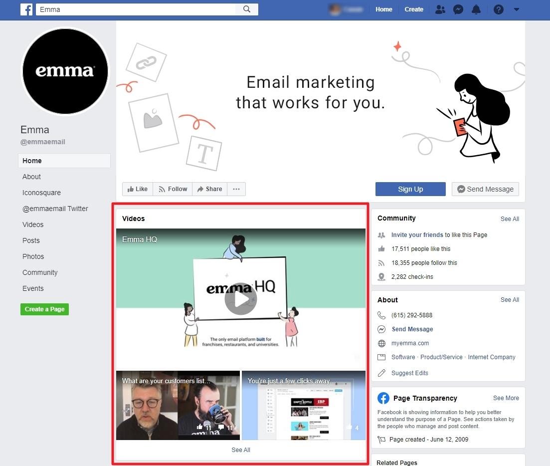 Emma exemple de marketing vidéo facebook