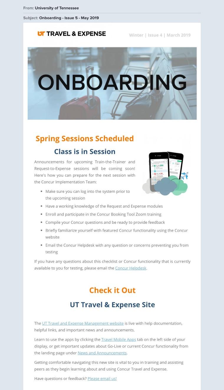 按照此欢迎电子邮件的示例，帮助新生过渡到田纳西大学。