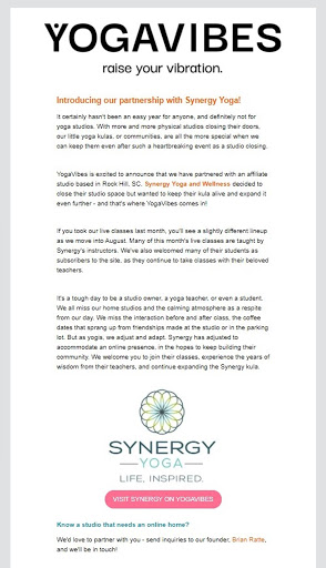 Yogavibes-covid-19-电子邮件示例