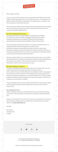 foodby 이메일 covid-19 업데이트 예
