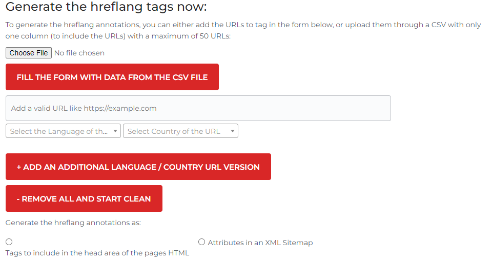 Generator tagów hreflang