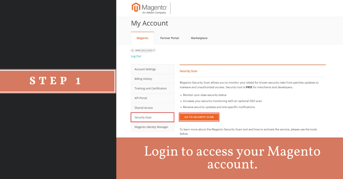 login untuk mengakses Magento Anda